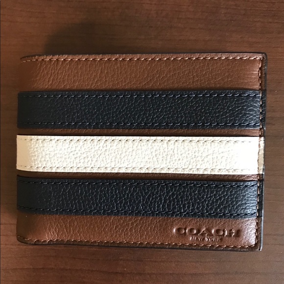 Coach Other - NWT Coach Mens stripe Varsity Slim Billfold wallet
